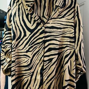 Haver London Black and Tan Striped Blouse